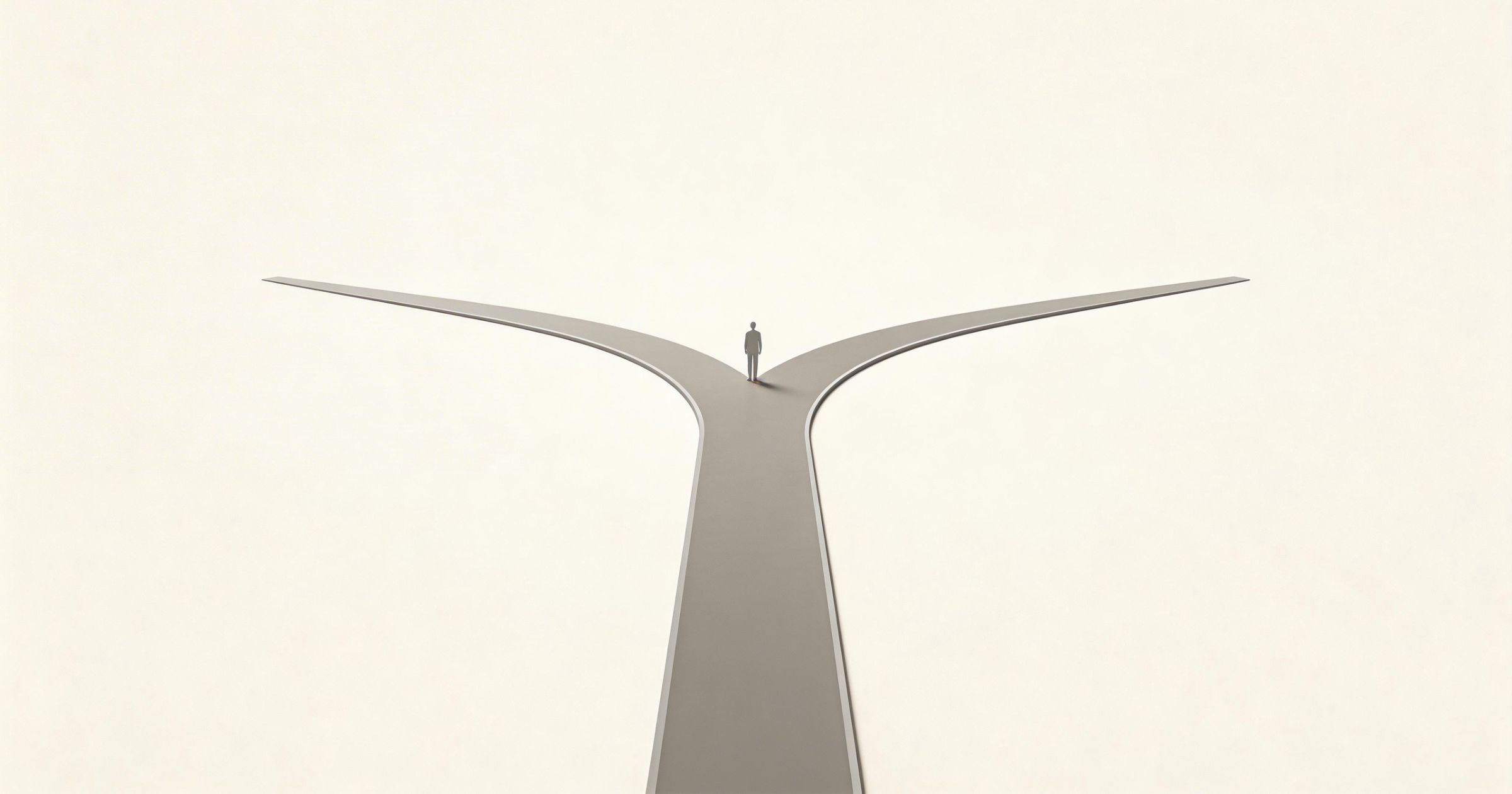 man standing at a crossroads reflecting on life direction and feeling lost at midlife